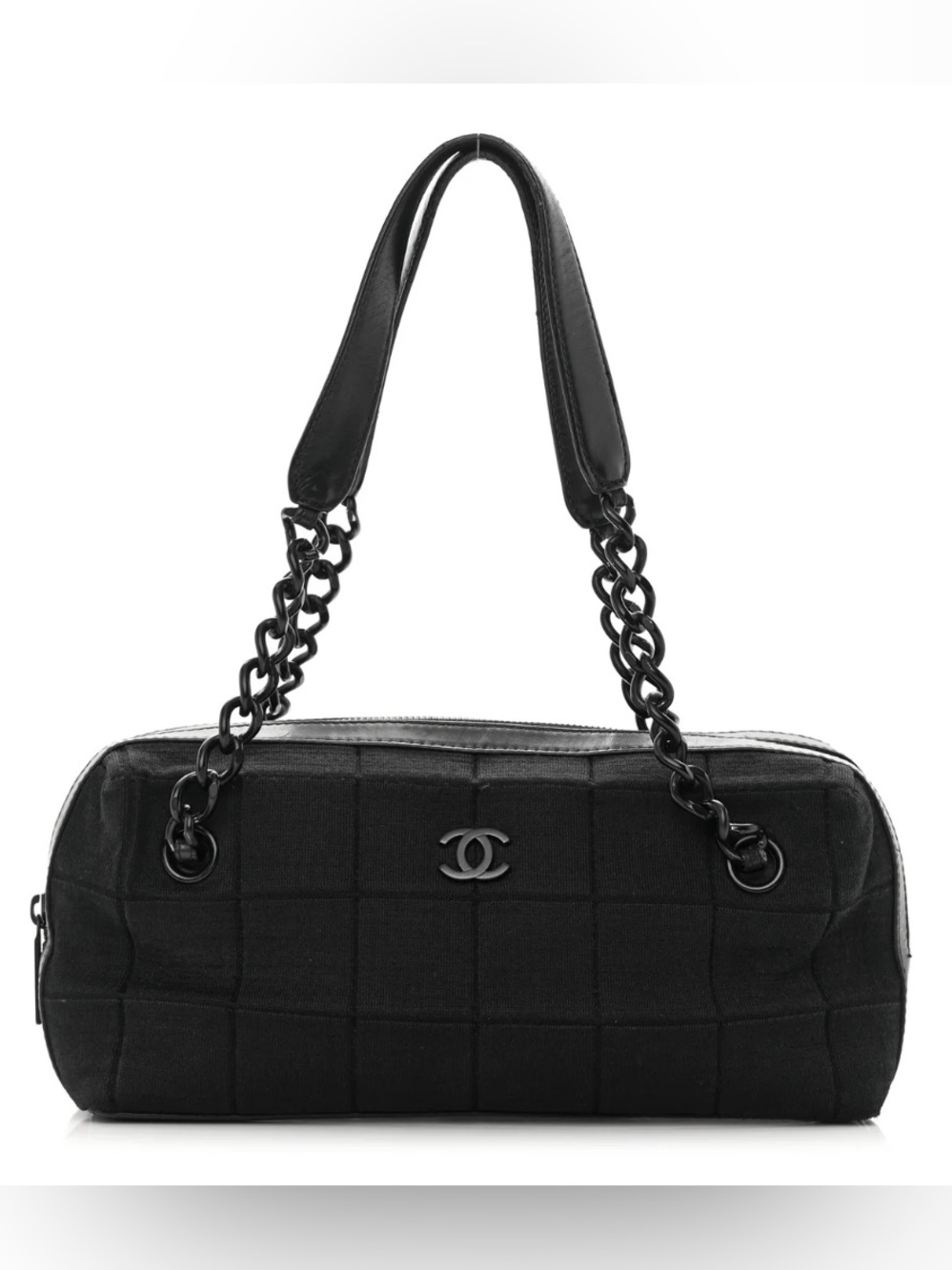 CHANEL Jersey Quilted Chocolate Bar Shoulder Bag Authentic w Dust Bag